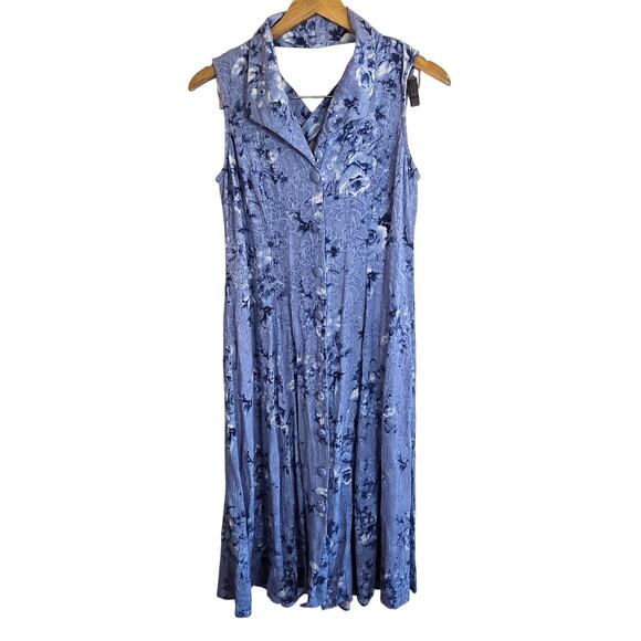 Size 12P – 1990s Blue Crisscross-Back Sundress by Connected - Picture 1 of 6